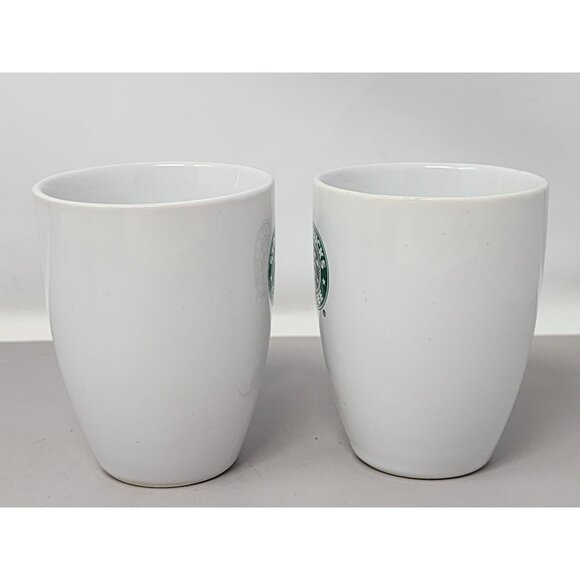 Starbucks Coffee White Ceramic Mugs Set Of 2 With Green Logo 12 Oz Capacity - Picture 4 of 9